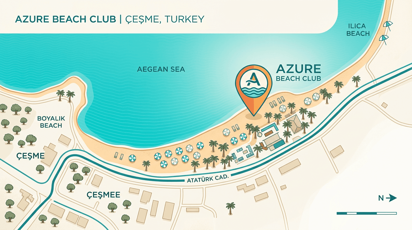 Azure Beach Club Konum Haritası - Çeşme, İzmir